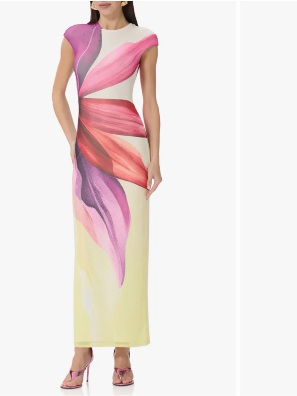 AFRM Floral Brushstroke Maxi Dress in Pink, Purple and Yellow